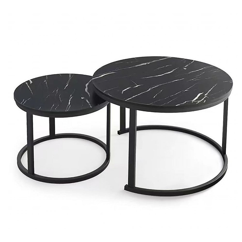 Coffee Table Round Marble Design Nesting Side Furniture - TRENDZ