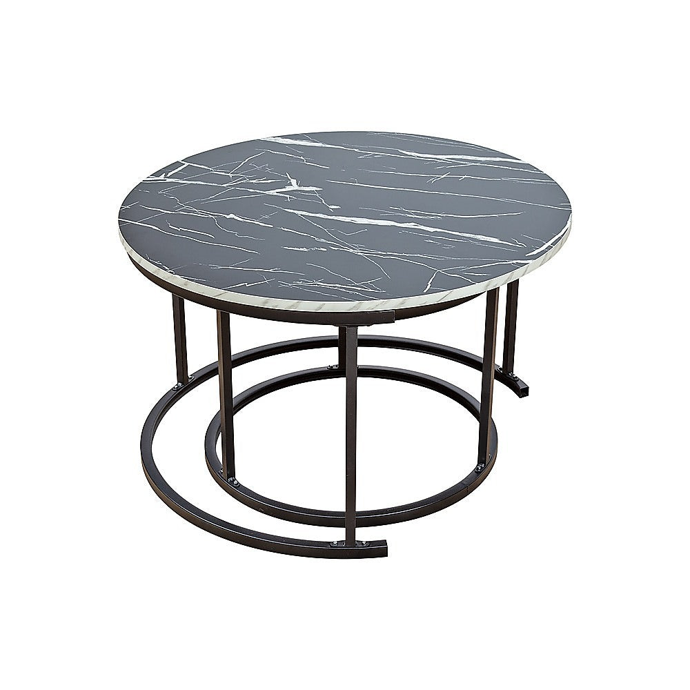 Coffee Table Round Marble Design Nesting Side Furniture - TRENDZ