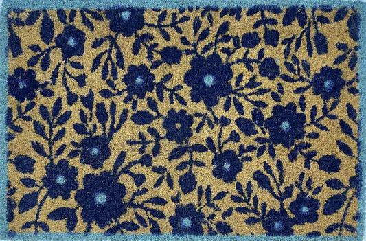 Blue Floral Doormat Door Mat 60cm