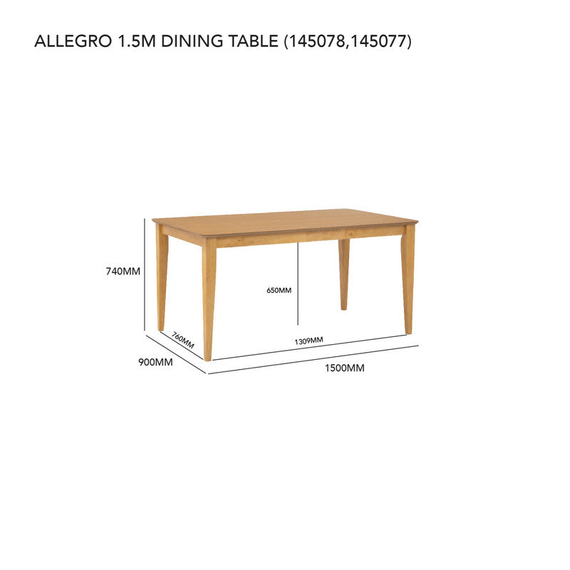 Allergo Dining Table 150cm Timber Dining Table - Natural - TRENDZ