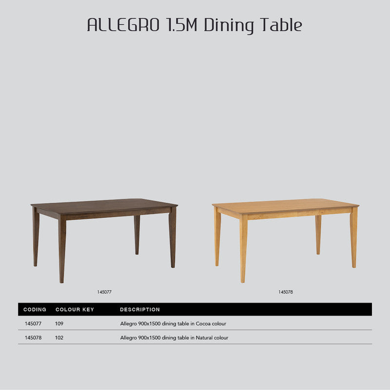 Allergo Dining Table 150cm Timber Dining Table - Natural - TRENDZ