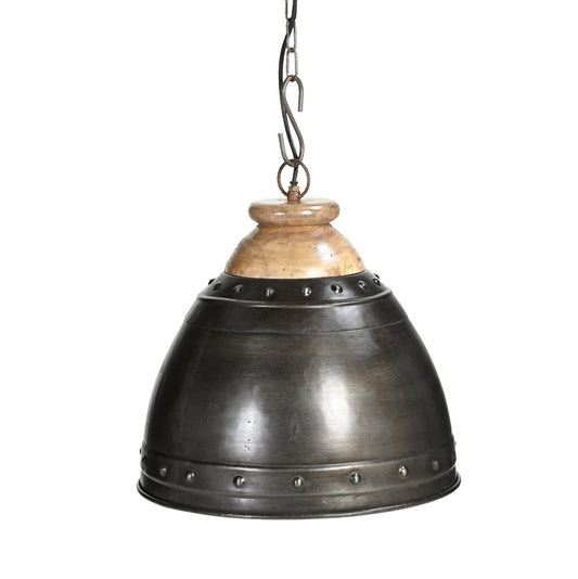 WASHED IRON AND WOOD LAMPSHADE - TRENDZ