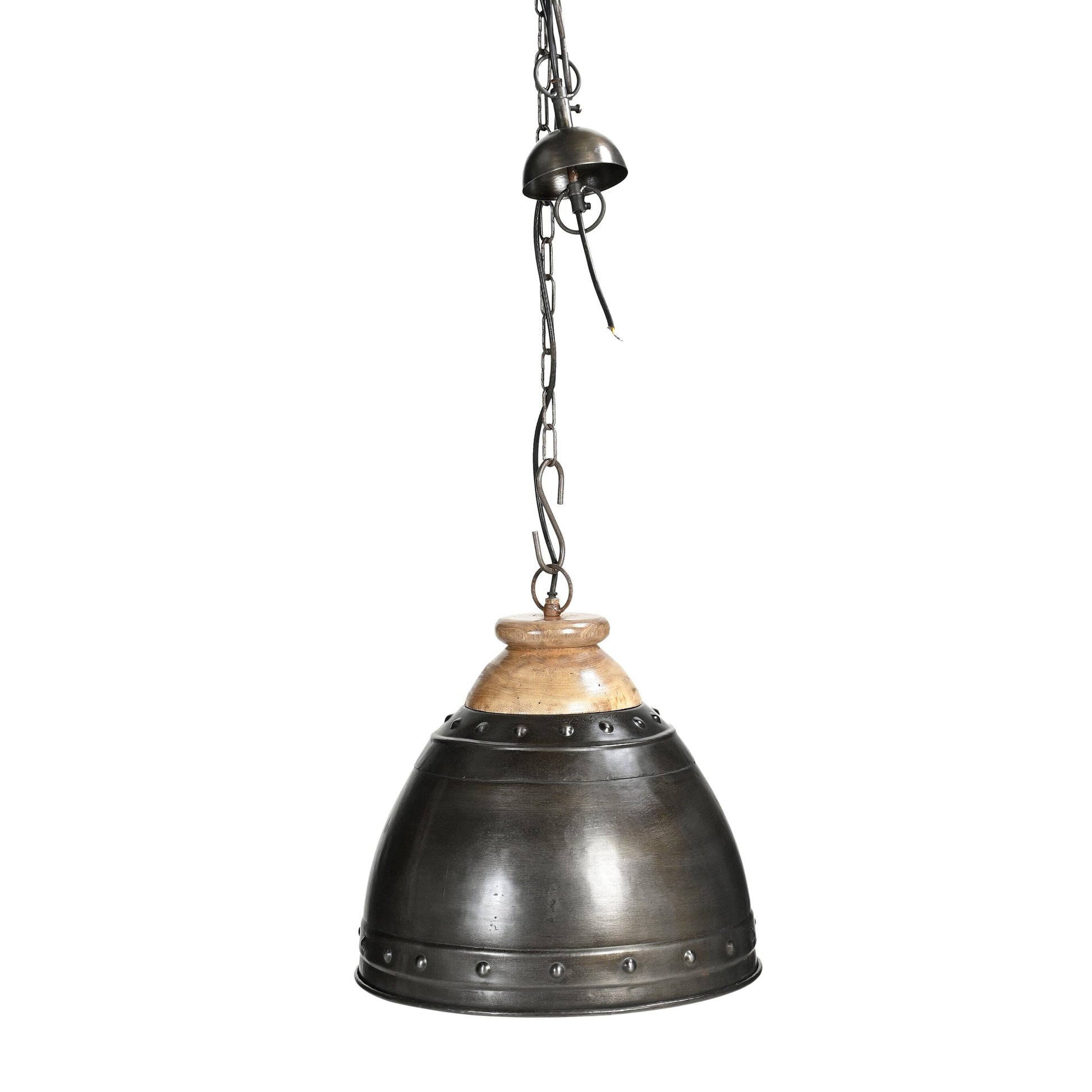 WASHED IRON AND WOOD LAMPSHADE - TRENDZ