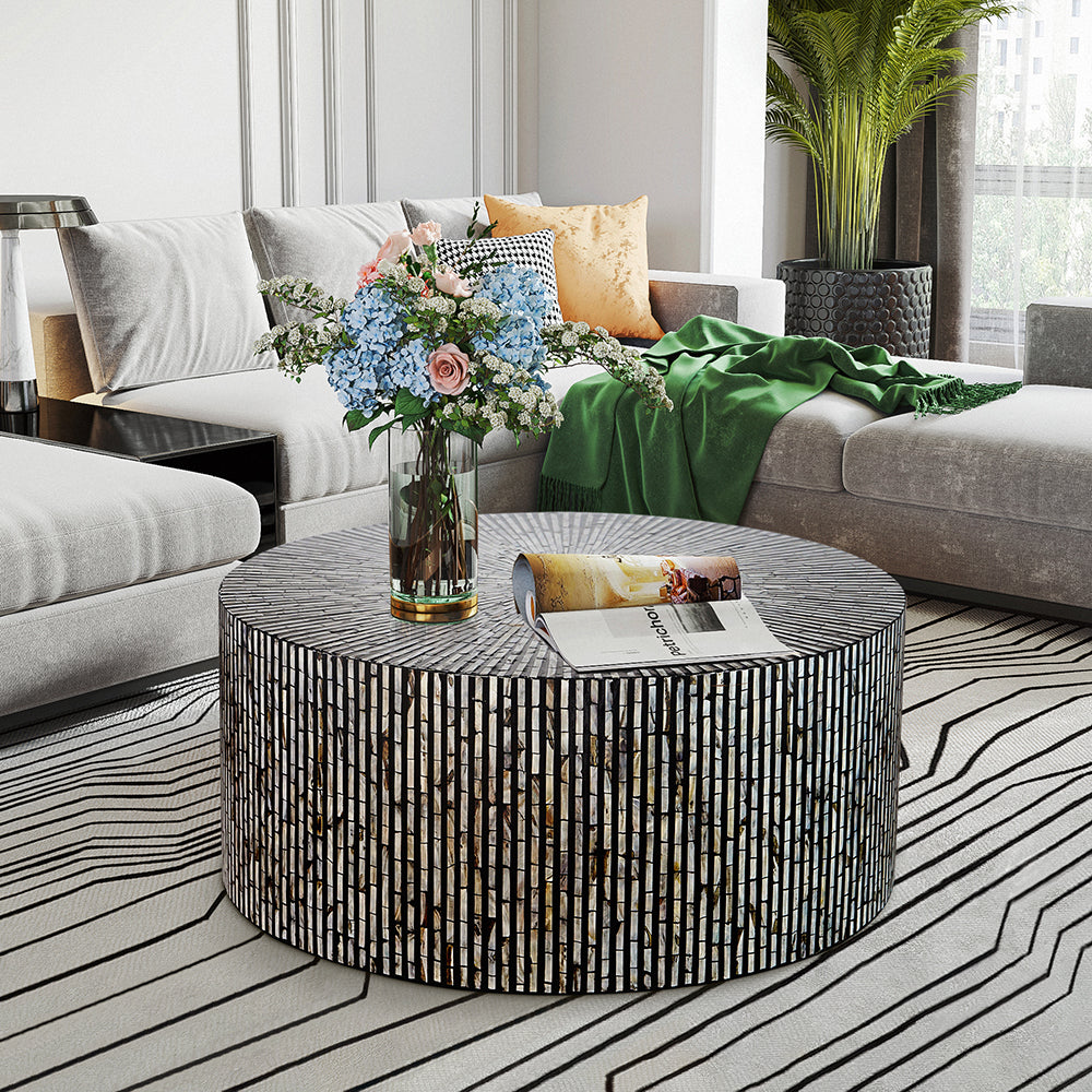 CORDELIA ROUND MOTHER OF PEARL COFFEE TABLE - TRENDZ