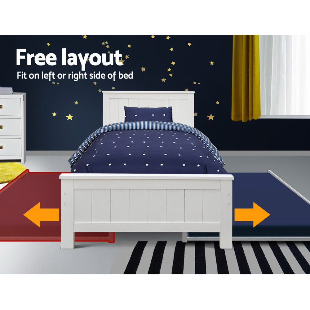 Artiss Bed Frame King Single Size Wooden Trundle Daybed White ELVIS - TRENDZ