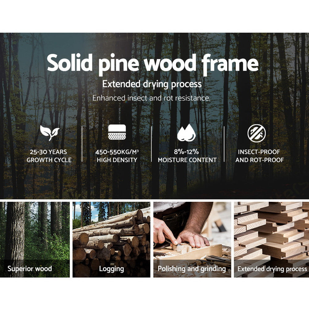 Artiss Bed Frame Single Size Wooden White PONY - TRENDZ