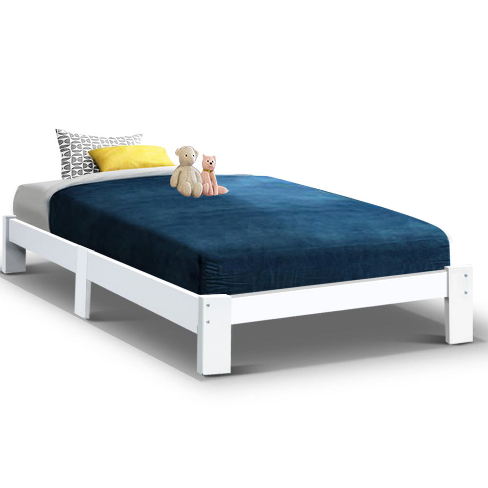 Artiss Bed Frame King Single Size Wooden White JADE - TRENDZ