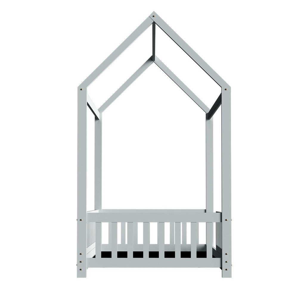 Artiss Bed Frame Wooden Kids House Frame Grey ROCK - TRENDZ