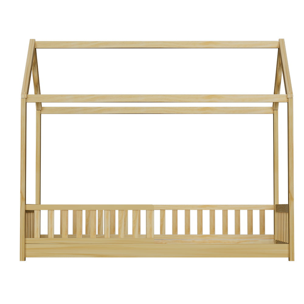 Artiss Bed Frame Wooden Kids House Frame Oak ROCK - TRENDZ