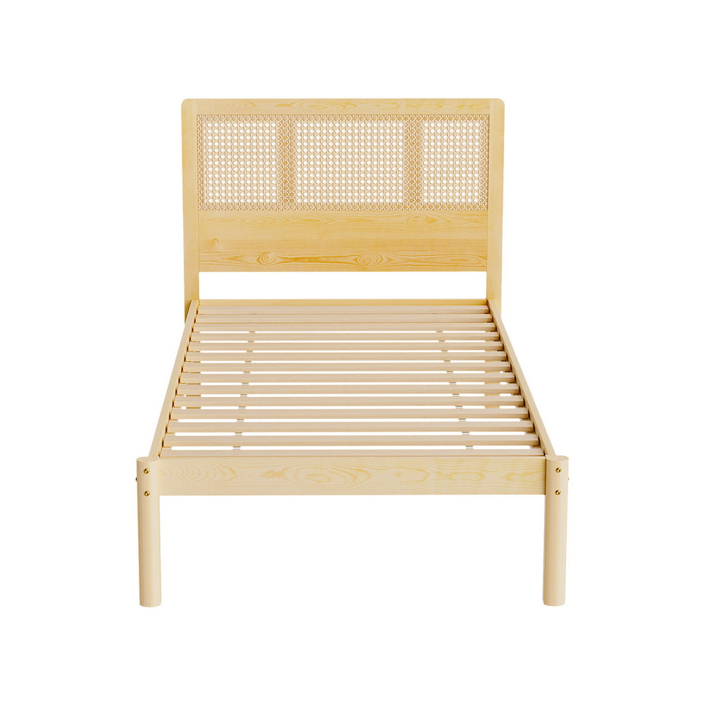 Artiss Bed Frame Single Size Rattan Wooden RITA - TRENDZ