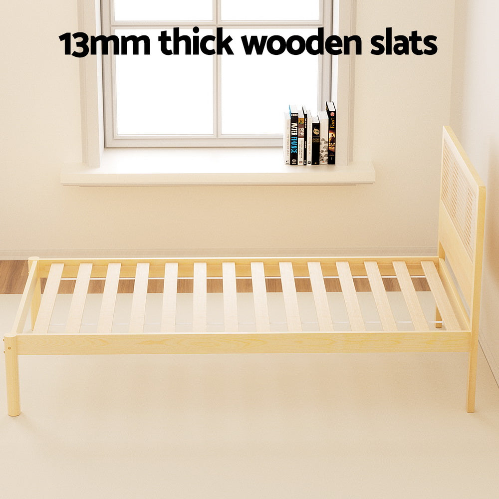 Artiss Bed Frame Single Size Rattan Wooden RITA - TRENDZ