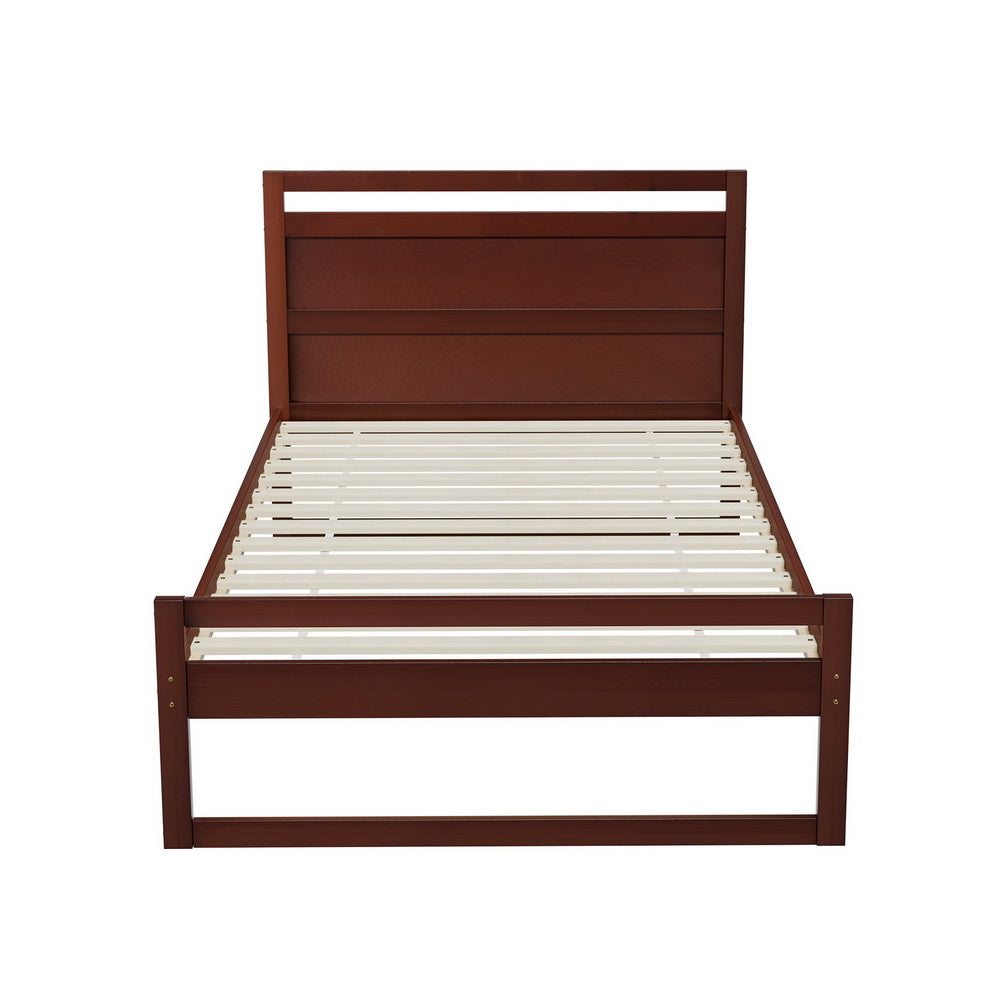 Artiss Bed Frame King Single Size Wooden Walnut WITTON - TRENDZ