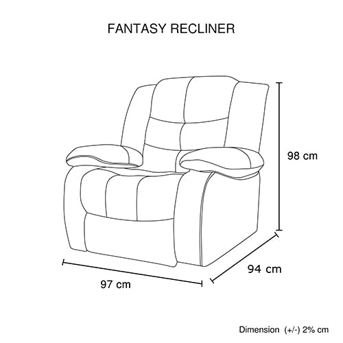 Fantasy Recliner Pu Leather 1R Black - TRENDZ