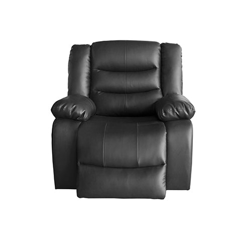 3+1+1 Seater Recliner Sofa In Faux Leather Lounge Couch in Black - TRENDZ