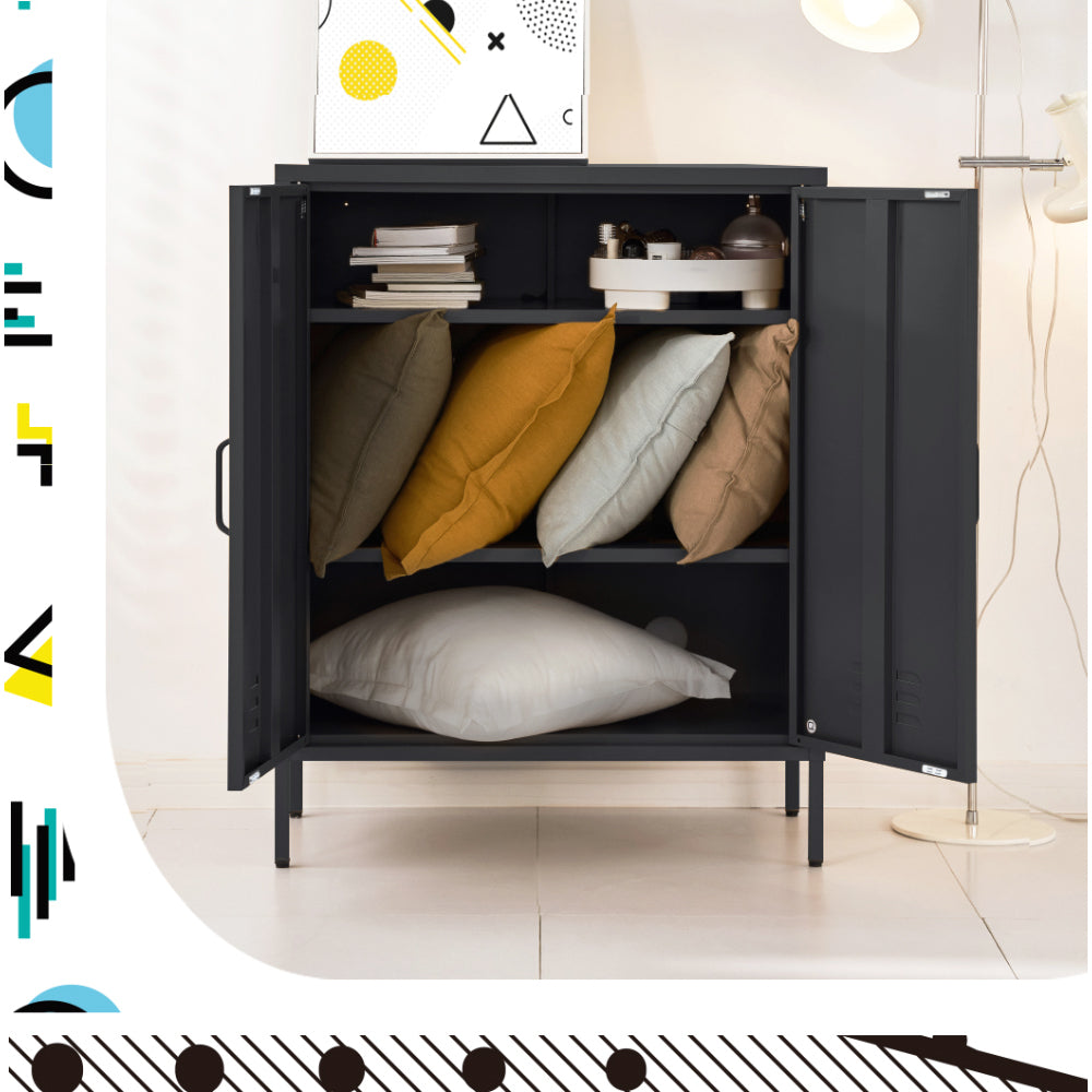 Artiss Buffet Sideboard Metal Cabinet - SWEETHEART Charcoal - TRENDZ