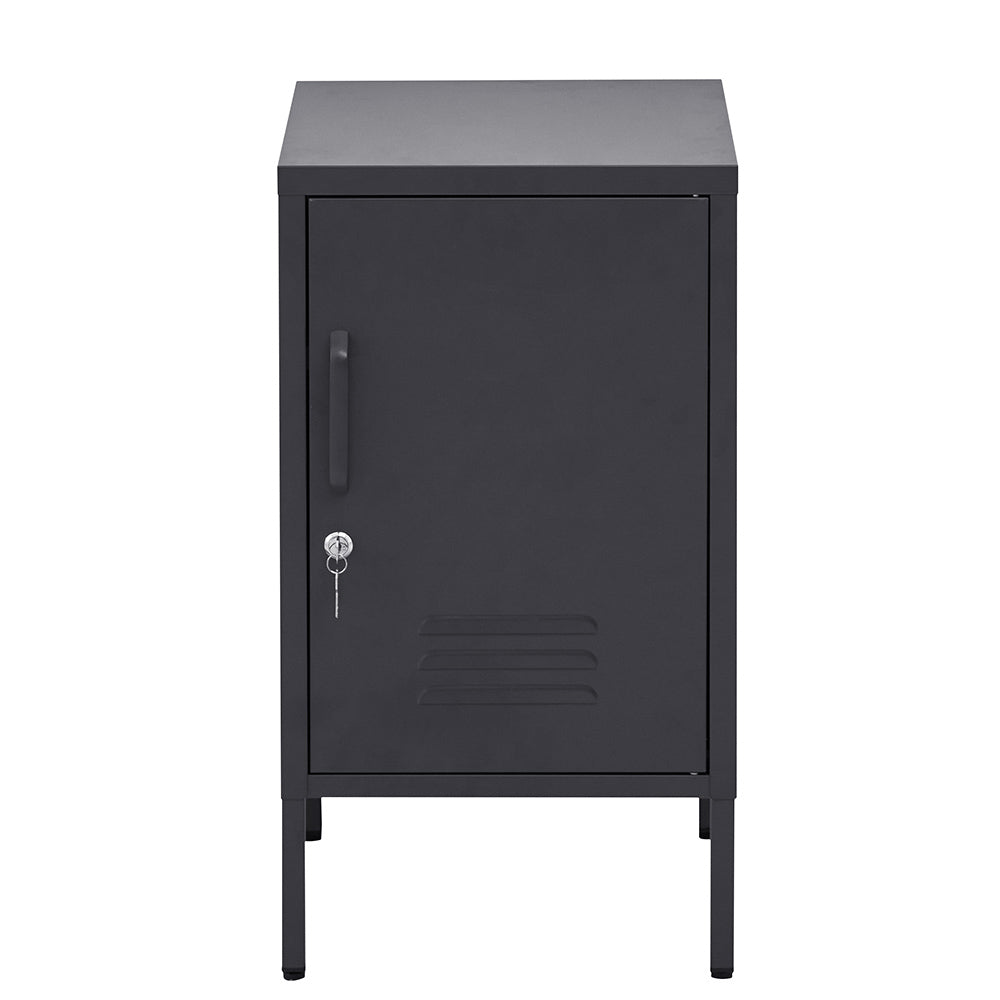 Artiss Bedside Table Metal Cabinet - Black - TRENDZ