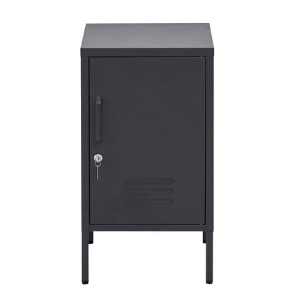 Artiss Bedside Table Metal Cabinet - Black - TRENDZ