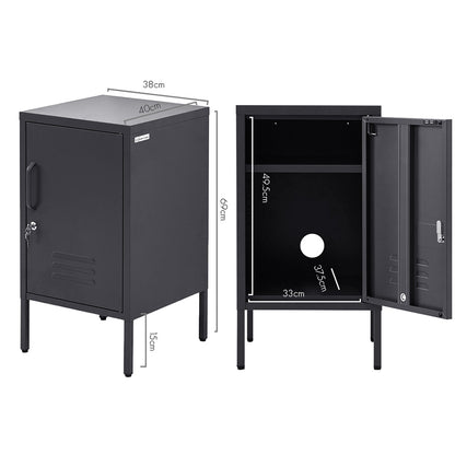 Artiss Bedside Table Metal Cabinet - Black - TRENDZ