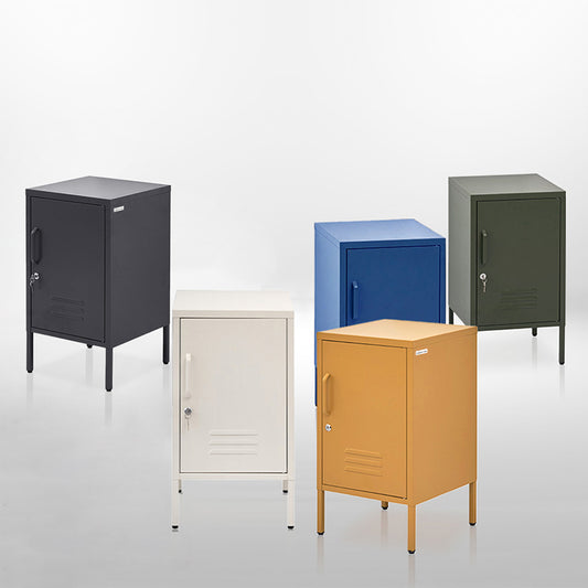 Artiss Bedside Table Metal Cabinet - Black - TRENDZ
