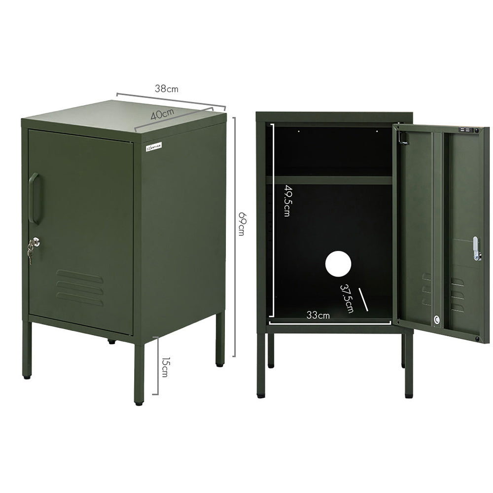 Artiss Bedside or Office Table Metal Cabinet - Green - TRENDZ
