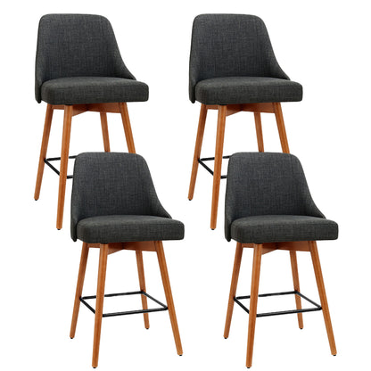 Artiss 4x Bar Stools Swivel Seat Wooden Charcoal - TRENDZ