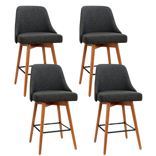 Artiss 4x Bar Stools Swivel Seat Wooden Charcoal - TRENDZ