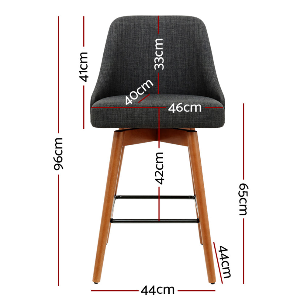 Artiss 4x Bar Stools Swivel Seat Wooden Charcoal - TRENDZ