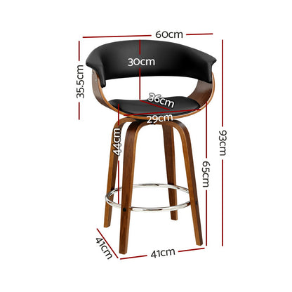 Artiss 4x Bar Stools Swivel PU Seat Wooden - TRENDZ