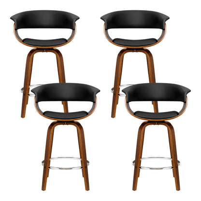 Artiss 4x Bar Stools Swivel PU Seat Wooden - TRENDZ
