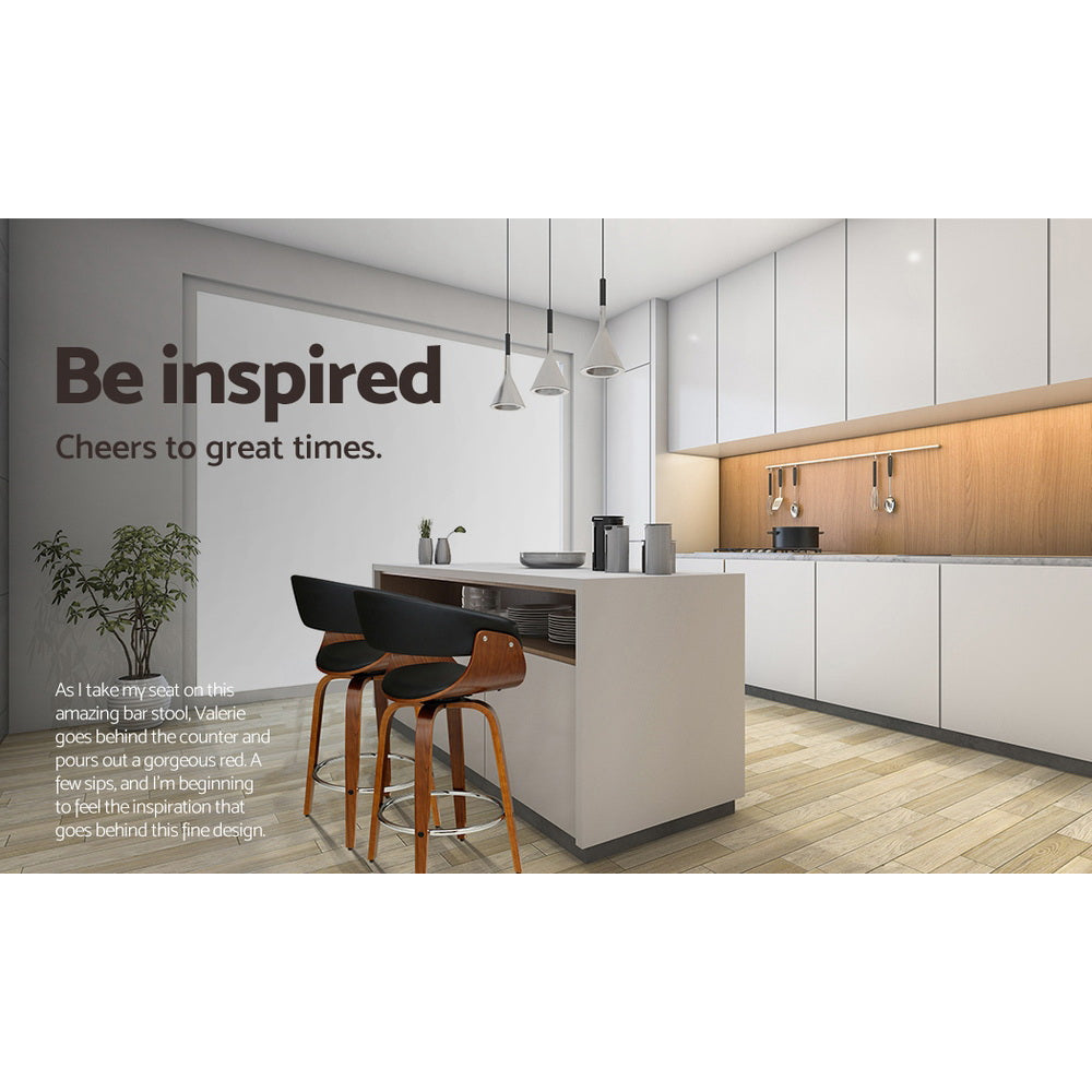 Artiss 4x Bar Stools Swivel PU Seat Wooden - TRENDZ