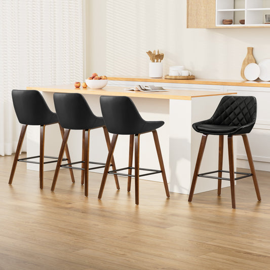 Artiss 4x Bar Stools PU Seat Wooden - TRENDZ