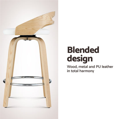 Artiss 2x Bar Stools Swivel Dining Chairs Low Back Counter Seat PU Cushion - TRENDZ