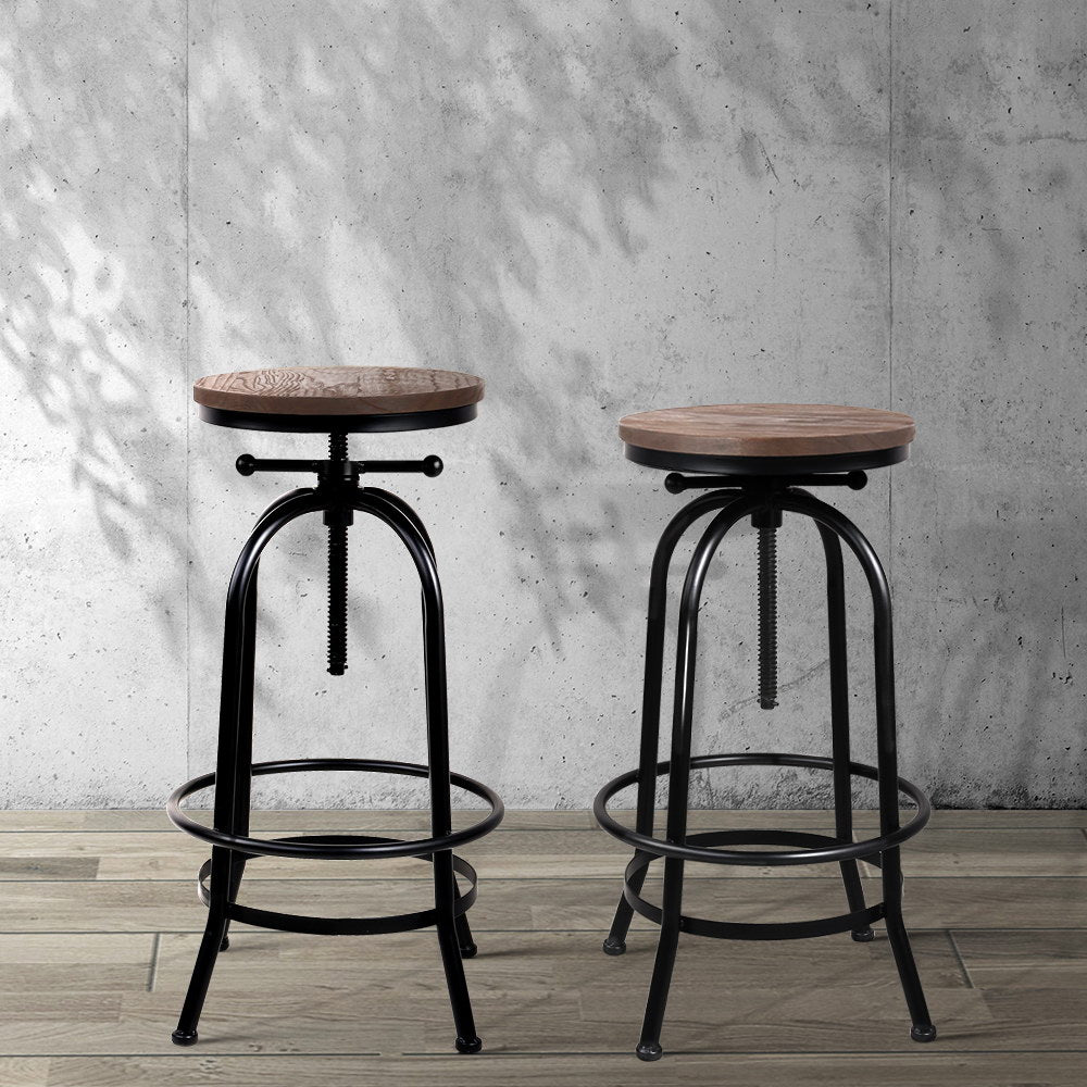 Artiss Bar Stools Adjustable Wood Chairs - TRENDZ