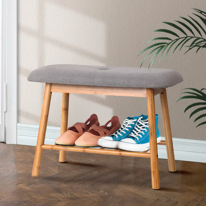 Artiss Shoe Rack Shoe Bench Fabric Seat 2 Pairs - TRENDZ