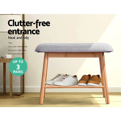 Artiss Shoe Rack Shoe Bench Fabric Seat 2 Pairs - TRENDZ