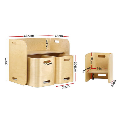 Keezi 3PCS Kids Table and Chairs Set Multifunctional Storage Desk - TRENDZ