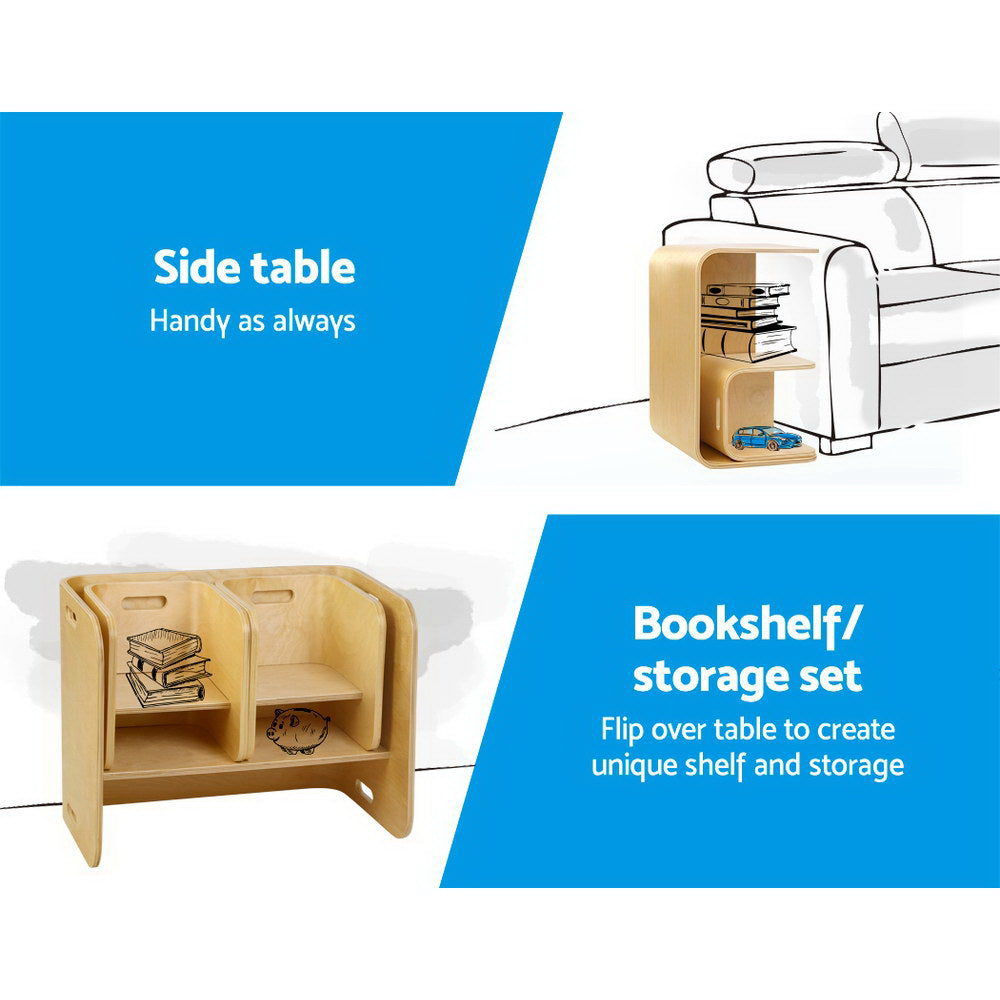 Keezi 3PCS Kids Table and Chairs Set Multifunctional Storage Desk - TRENDZ