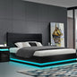 Artiss Bed Frame King Size LED Gas Lift Black LUMI - TRENDZ