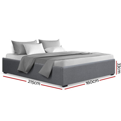 Artiss Bed Frame Queen Size Gas Lift Base Grey TOKI - TRENDZ