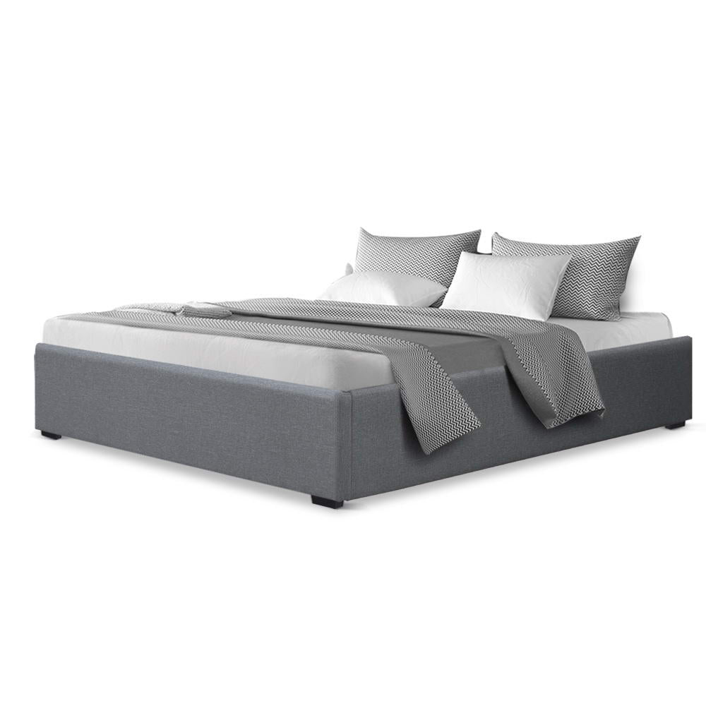 Artiss Bed Frame Queen Size Gas Lift Base Grey TOKI - TRENDZ