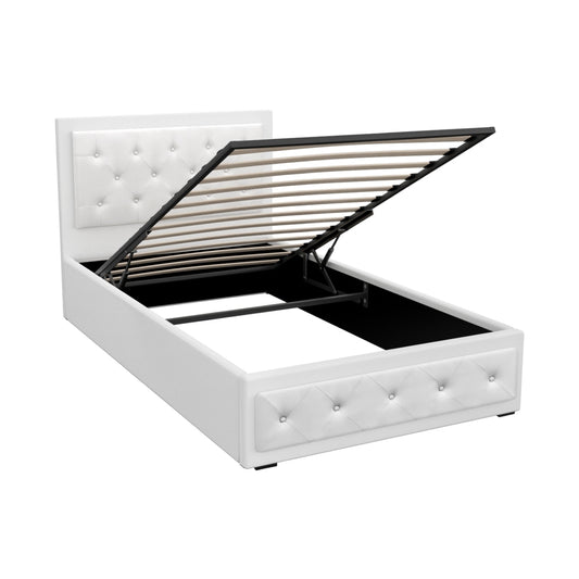 Artiss Bed Frame King Single Size Gas Lift White TIYO - TRENDZ