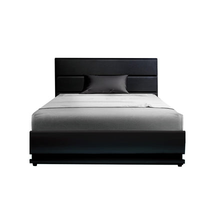 Artiss Bed Frame King Single Size LED Gas Lift Black LUMI - TRENDZ