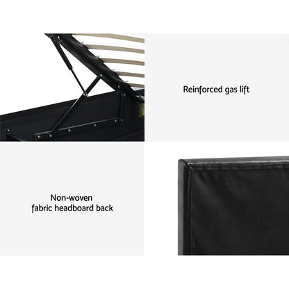 Artiss Bed Frame King Single Size LED Gas Lift Black LUMI - TRENDZ