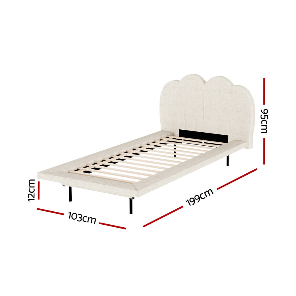 Artiss Bed Frame Single Size Boucle Beige SASA - TRENDZ