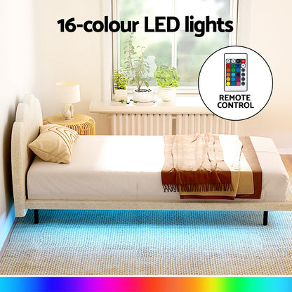 Artiss Bed Frame Single Size Boucle Beige SASA - TRENDZ