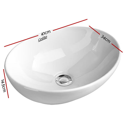 Cefito Bathroom Basin Ceramic Vanity Sink Hand Wash Bowl 41x34cm - TRENDZ