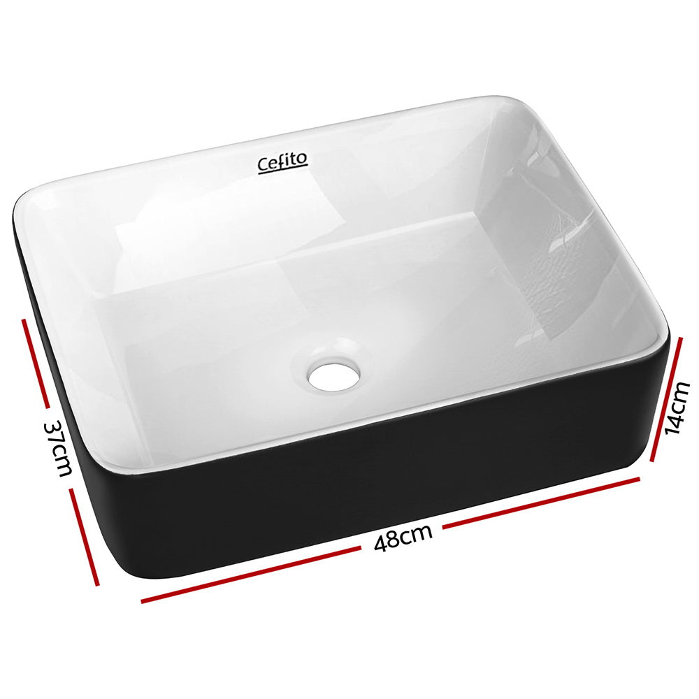 Cefito Bathroom Basin Ceramic Vanity Sink Hand Wash Bowl 48x37cm - TRENDZ