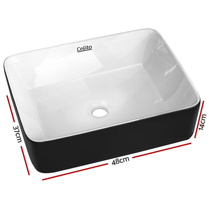 Cefito Bathroom Basin Ceramic Vanity Sink Hand Wash Bowl 48x37cm - TRENDZ