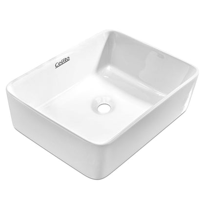 Cefito Bathroom Basin Ceramic Vanity Sink Hand Wash Bowl 48x37cm White - TRENDZ