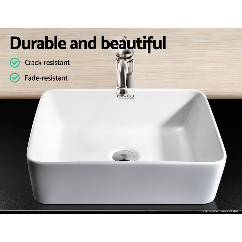 Cefito Bathroom Basin Ceramic Vanity Sink Hand Wash Bowl 48x37cm White - TRENDZ
